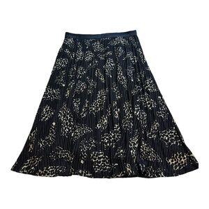 DKNY Animal Print Pleated Pull-On Skirt - Size Large